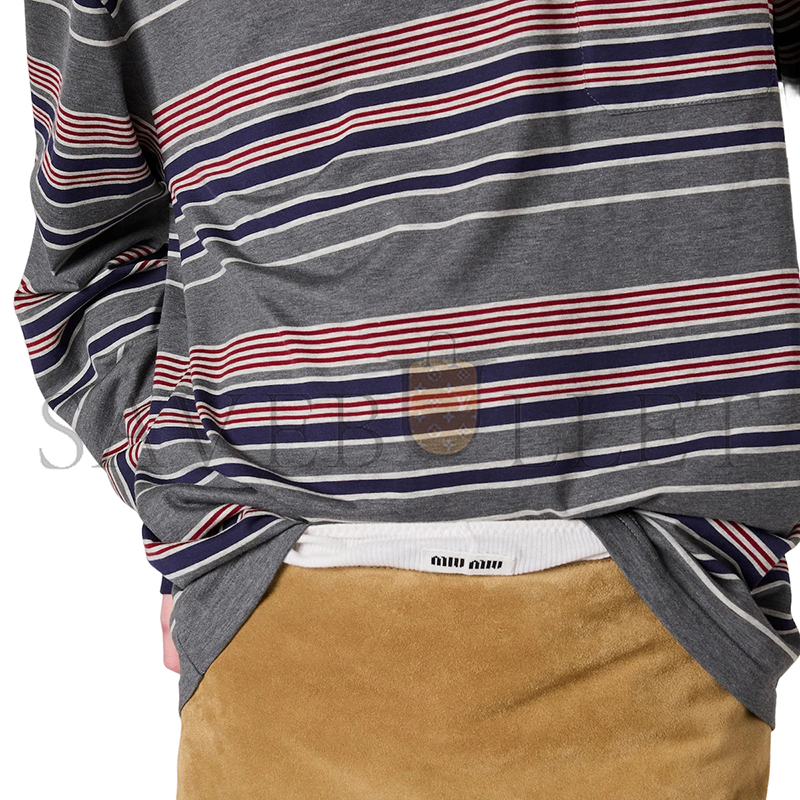 MIU MIU STRIPED JERSEY T-SHIRT MJLA18